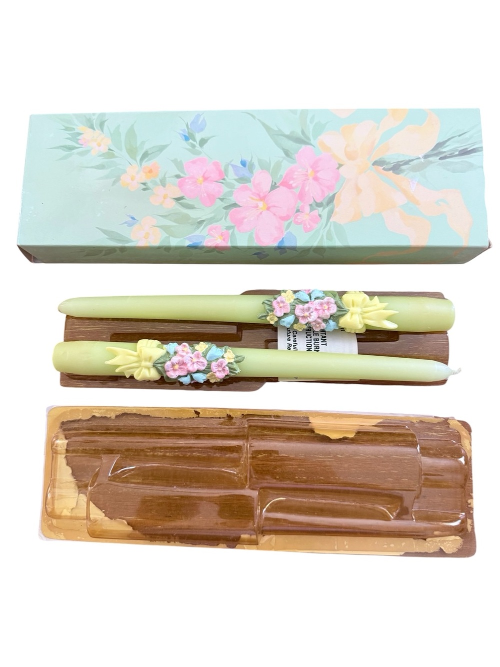 Avon Flower Fancy 2 Floral Medley Taper Candles - Vintage